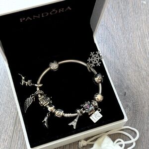Pandora bracelet with charms silver with receipt